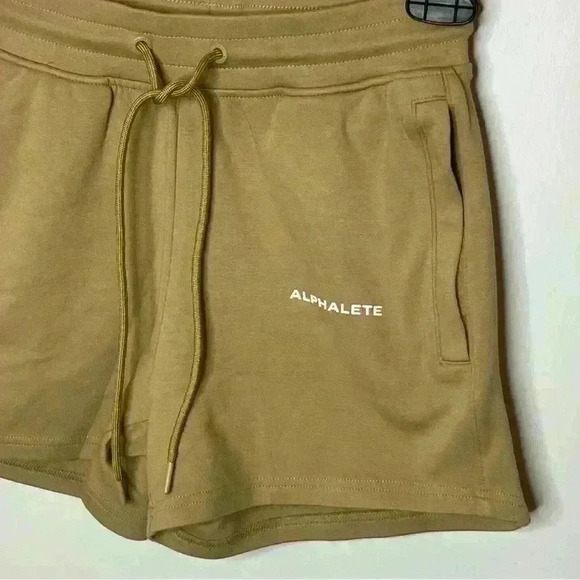 Alphalete Shorts Women Small Tan NWT Athletic Leisure Drawstring Pockets - Picture 2 of 6